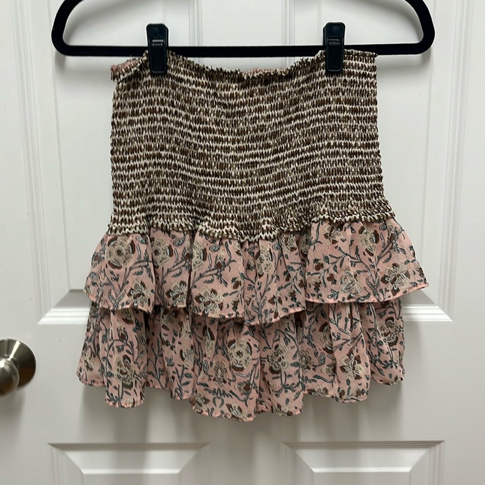Allison‎ Marled Tiered Skirt with Floral Motif - Medium